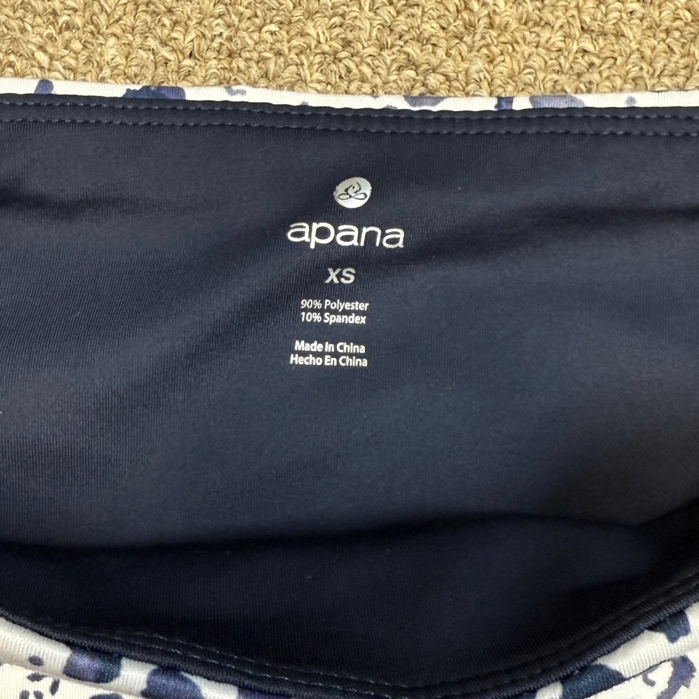 Apana: Womens Navy Blue/White Print/Stripe Athletic Yoga Leggings, XS - Picture 3 of 9